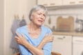 Polymyalgia old woman painful upper arms Royalty Free Stock Photo