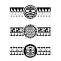 Polynesian armband tattoo stencil. Pattern samoan. Black and white texture.