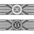 Polynesian armband tattoo stencil. Pattern samoan. Black and white texture.