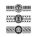 Polynesian armband tattoo stencil set. Pattern samoan. Black and white texture.