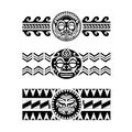 Polynesian armband tattoo stencil set. Pattern samoan. Black and white texture.