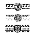 Polynesian armband tattoo stencil set. Pattern samoan. Black and white texture.