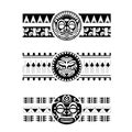 Polynesian armband tattoo stencil set. Pattern samoan. Black and white texture.