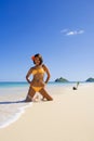 Polynesian girl in bikini in Hawaii Royalty Free Stock Photo