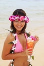 Polynesian girl with flower lei Royalty Free Stock Photo