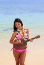 Polynesian girl with flower lei Royalty Free Stock Photo