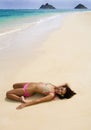 Polynesian girl in a pink bikini