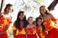 Polynesian Hula girls smiling at camera Royalty Free Stock Photo