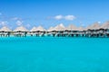 Polynesian overwater bungalows in Bora Bora Royalty Free Stock Photo