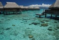 Polynesian overwater bungalows. Moorea, French Polynesia Royalty Free Stock Photo