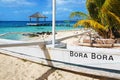 Polynesian sailboat on Bora Bora beach