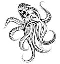 Polynesian ethnic style octopus tattoo made of various ethnic patters Royalty Free Stock Photo