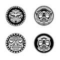 Polynesian sun face maori tattoo style.  Pattern aboriginal samoan. Royalty Free Stock Photo