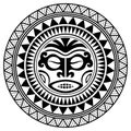 Polynesian tattoo design mask. Frightening masks in the Polynesian native ornament