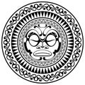 Polynesian tattoo design mask. Frightening masks in the Polynesian native ornament