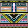 Polynesian tattoo seamless vector colorful pattern, Hawaiian tribal design inspired by art traditional geometric art from islands