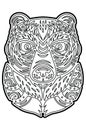 Polynesian Tiki totem bear mask. Coloring page