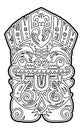 Polynesian Tiki totem vector idol mask. Coloring page