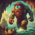 Polyphemus, the mythical cyclops son of the sea god Poseidon Royalty Free Stock Photo