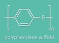 Polyphenylene sulfide PPS polymer, chemical structure. Commonly used engineering plastic. Skeletal formula. Royalty Free Stock Photo