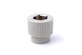 Polypropylene couplings for welding pipes on white Royalty Free Stock Photo