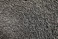 Polypropylene granule close-up. Plastic black granulated crumb. Background abstract texture. Black chemical granules for industria