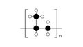 polypropylene molecule, structural chemical formula, ball-and-stick model, isolated image thermoplastic polymer