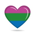 Polysexual pride flag in heart shape vector illustration Royalty Free Stock Photo