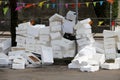 polystyrene boxes thrown t in a square