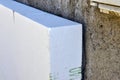 Polystyrene insulation on house wall closeup