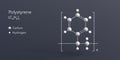 polystyrene molecule 3d rendering, flat molecular structure with chemical formula and atoms color coding Royalty Free Stock Photo