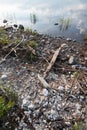 Polystyrene, styrofoam garbage on the shore Royalty Free Stock Photo