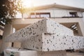 Polystyrene thermal cladding for energy saving on a construction site Royalty Free Stock Photo
