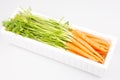 Polystyrene white box industrial with fine small carrots for sale in white background