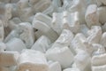 Polystyrene or white styrofoam packing for protection of damage to fragile objects during shipping