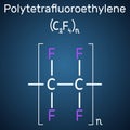 Polytetrafluoroethylene or PTFE, teflon polymer molecule. Is a synthetic fluoropolymer of tetrafluoroethylene. Structural chemical Royalty Free Stock Photo