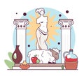 Polytheism. Ancient Greece goddess Aphrodite temple and altar. Royalty Free Stock Photo