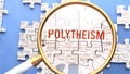 Polytheism and related ideas on a puzzle pieces. A metaphor showing complexity of Polytheism analyzed with a help of a m Royalty Free Stock Photo