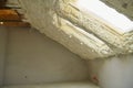 Polyurea Spraying, foam coating insulation of roof Royalty Free Stock Photo