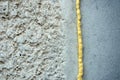 Polyurethane foam filled crack in the wall Royalty Free Stock Photo