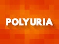 Polyuria is excessive or an abnormally large production or passage of urine, text concept for presentations and reports