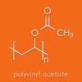 Polyvinyl acetate PVA polymer, chemical structure. Main component of wood glue or carpenter`s glue. Skeletal formula.