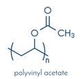 Polyvinyl acetate PVA polymer, chemical structure. Main component of wood glue or carpenter`s glue. Skeletal formula.