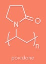 Polyvinylpyrrolidone PVP, povidone, polyvidone polymer, chemical structure. Skeletal formula.