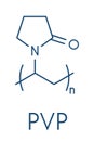 Polyvinylpyrrolidone PVP, povidone, polyvidone polymer, chemical structure. Skeletal formula.