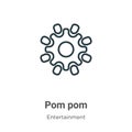 Pom pom outline vector icon. Thin line black pom pom icon, flat vector simple element illustration from editable entertainment Royalty Free Stock Photo