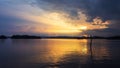 Pom Pee Reservoir at sunset and rays Royalty Free Stock Photo