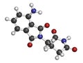 Pomalidomide multiple myeloma drug molecule. Related to thalidomide. Royalty Free Stock Photo