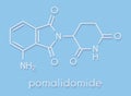 Pomalidomide multiple myeloma drug molecule. Related to thalidomide. Skeletal formula. Royalty Free Stock Photo