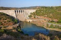 Pomarao Dam and hydroelectric power station on Chanza Reservoir near river Guadiana between Portugal and Spain Royalty Free Stock Photo